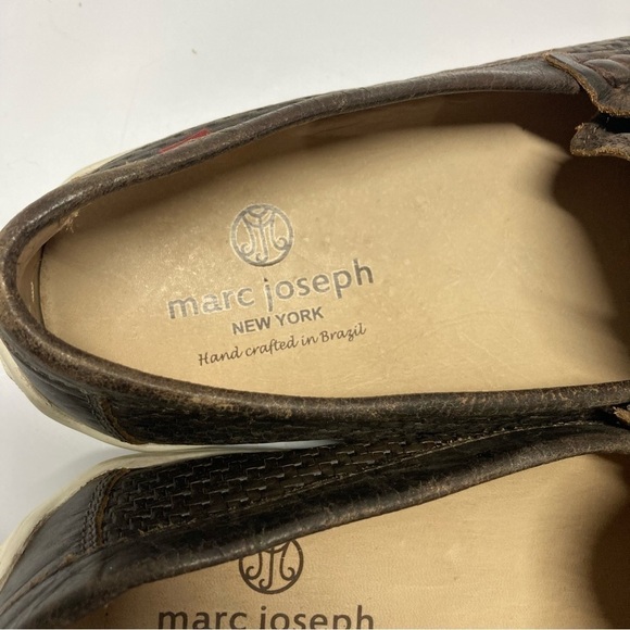 Marc Joseph brown basket weave embossed leather loafers size 10.5 - Picture 8 of 9